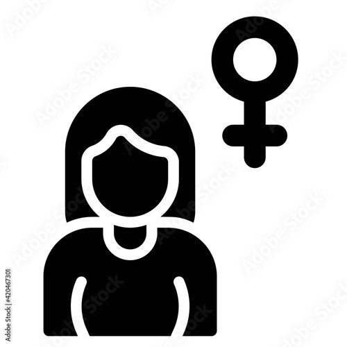 Woman and Female gender symbol icon, Feminism related vector