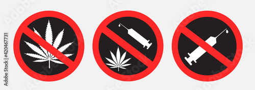 drugs ban prohibition sign stickers