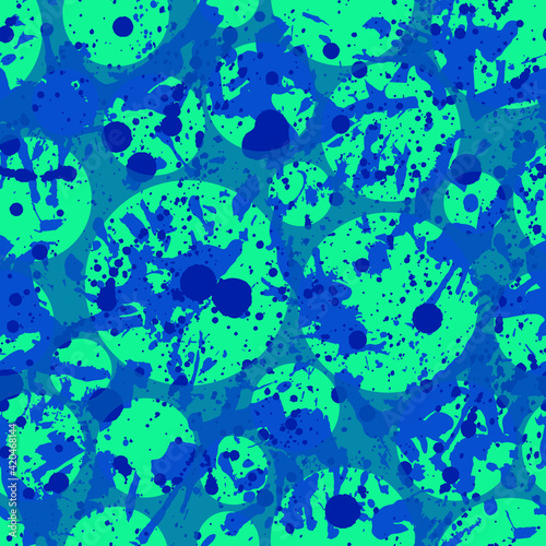 Funky abstract color paints seamless pattern