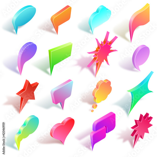 Set of multicolored speech bubbles