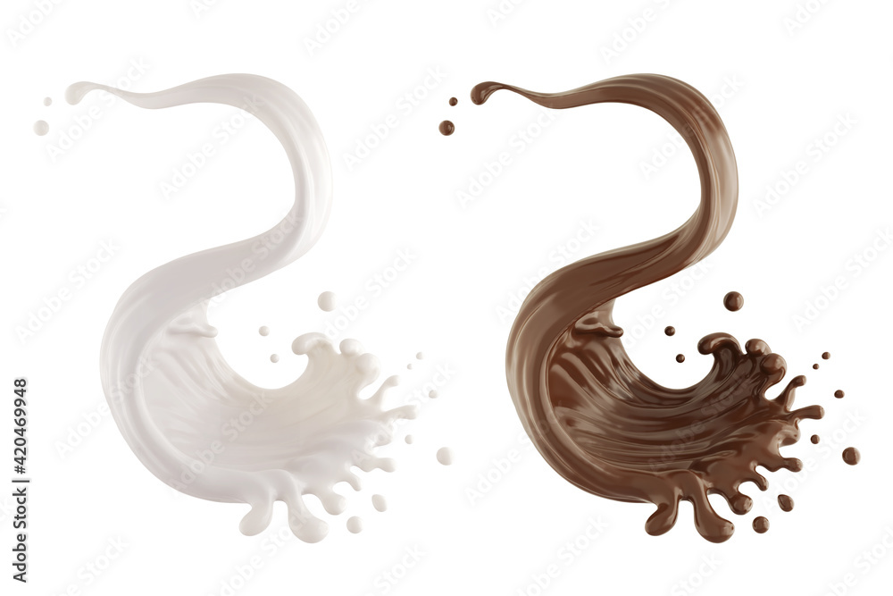 Fototapeta premium chocolate sauce and Milk cream splash