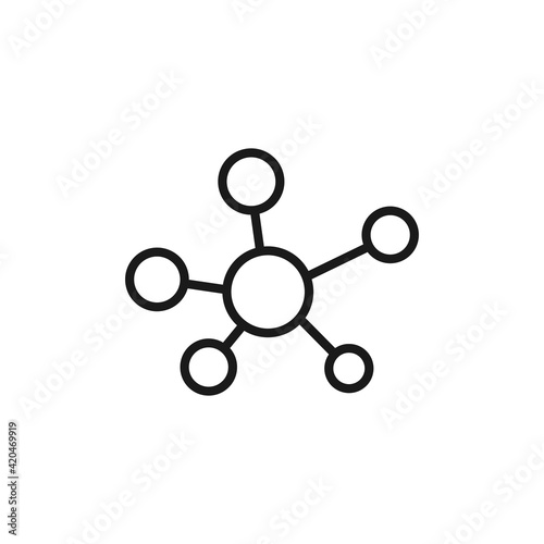 Molecule line icon. DNA outline symbol. Atom connection concept. Vector isolated on white