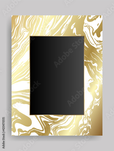 Golden shiny glowing blank frame