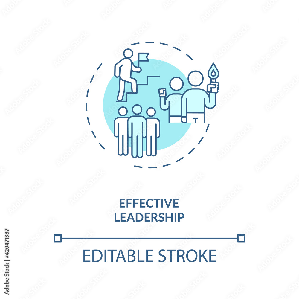 Effective leadership concept icon. Achieving goals idea thin line illustration. Providing direction and guidance. Inspiration and mentoring. Vector isolated outline RGB color drawing. Editable stroke Effective leadership concept icon. Achieving goals idea thin line illustration. Providing direction and guidance. Inspiration and mentoring. Vector isolated outline RGB color drawing. Editable stroke