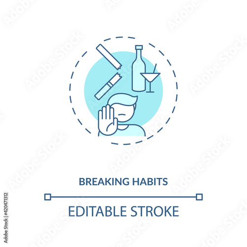 Breaking habits concept icon. Identifying triggers idea thin line illustration. Habitual behaviors. Leaving comfort zone. Vector isolated outline RGB color drawing. Editable stroke