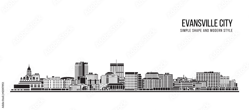 Cityscape Building Abstract Simple shape and modern style art Vector design - Evansville city