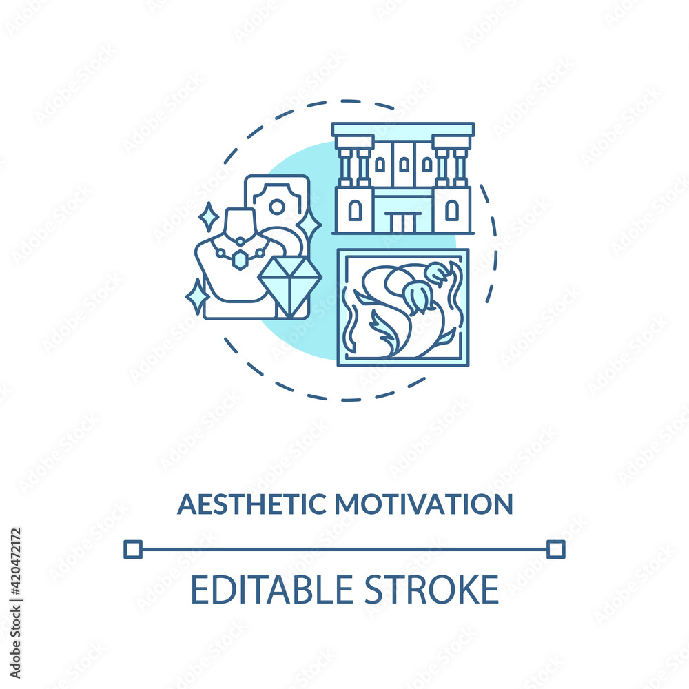 Aesthetic motivation concept icon. Inspiring for actions idea thin line illustration. Personal internal motivator and mentor. Vector isolated outline RGB color drawing. Editable stroke Aesthetic motivation concept icon. Inspiring for actions idea thin line illustration. Personal internal motivator and mentor. Vector isolated outline RGB color drawing. Editable stroke
