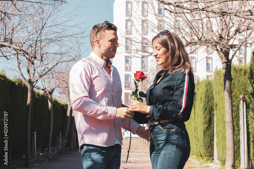 two young people are a couple posing super in love photo