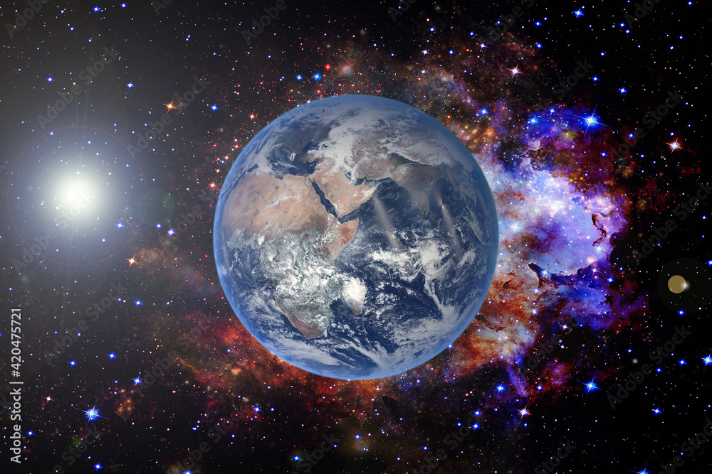 Obraz premium View of the planet earth from space. Gas, nebula, stars. The elements of this image furnished by NASA.
