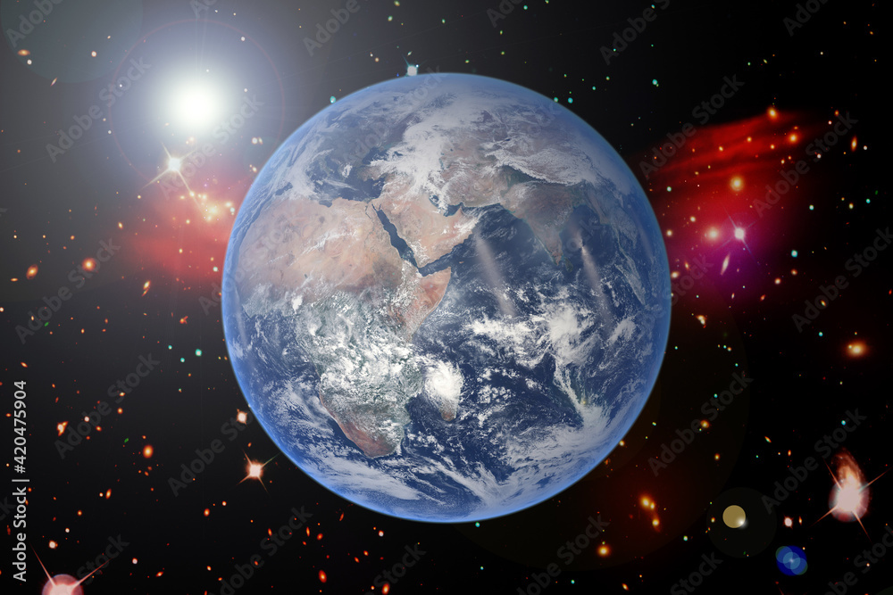 Obraz premium Abstract space background with earth. The elements of this image furnished by NASA.