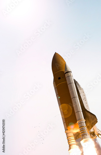 Dramatic rocket launch.  The elements of this image furnished by NASA.