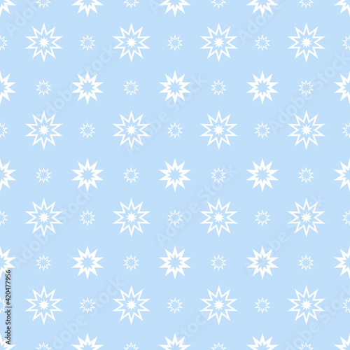 White stars seamless pattern,vector repeating ornament on blue  background.For fabrics,textile,wrapping papers,wallpapers,scrapbooking.