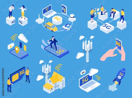 Internet 5g Isometric Set