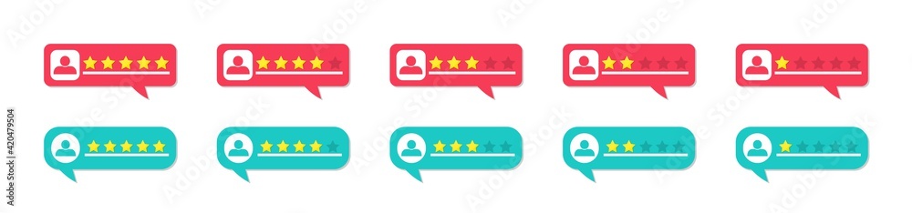 Review, rate and feedback from customers. Bubbles with stars for testimonial. Online rating for client with bad or good comment. Survey of level of satisfaction. Experience of user of hotel. Vector Review, rate and feedback from customers. Bubbles with stars for testimonial. Online rating for client with bad or good comment. Survey of level of satisfaction. Experience of user of hotel. Vector