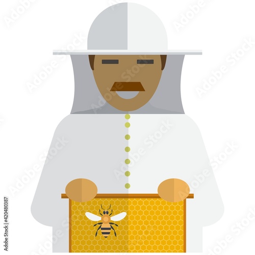 Beekeeper farmer in suit vector portrait isolated on white