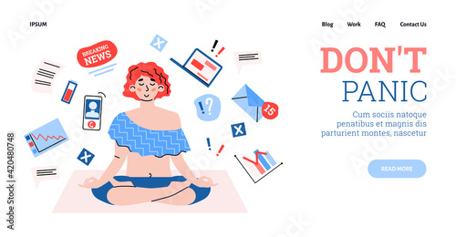 Girl in overloading of information, breaking news and work not giving in stress.