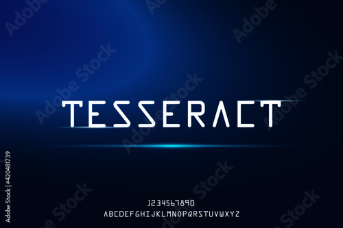 Tesseract, simple elegant alphabet letters. premium typography uppercase clasic computer vector illustration