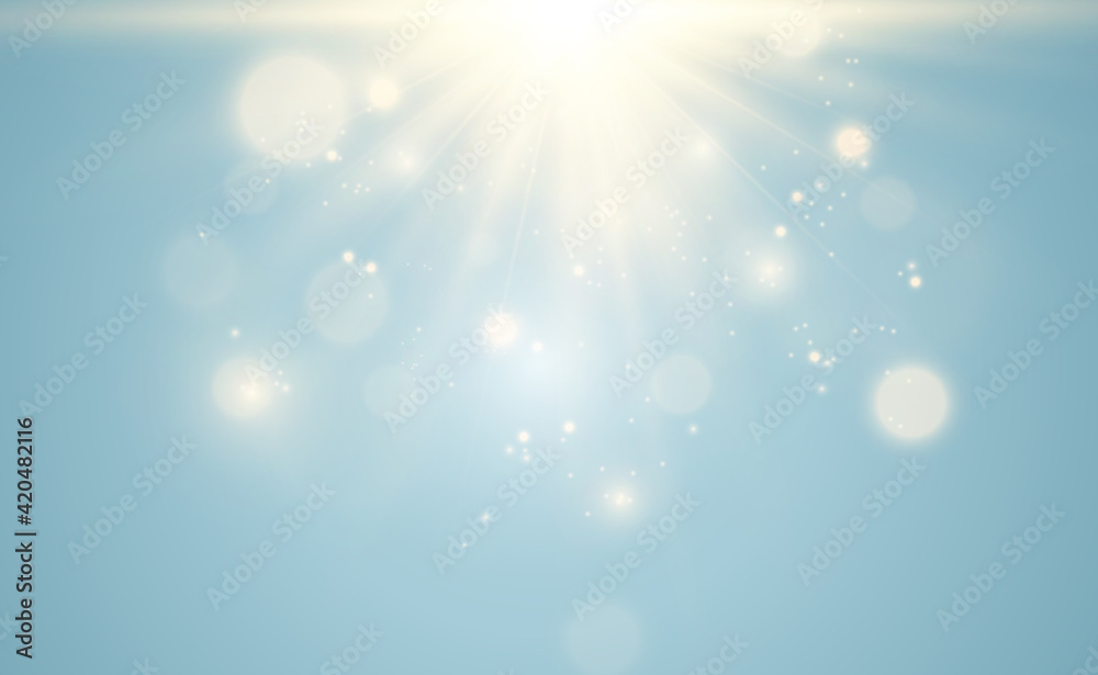 Bright beautiful star.Vector illustration of a light effect on a transparent background. Bright beautiful star.Vector illustration of a light effect on a transparent background.