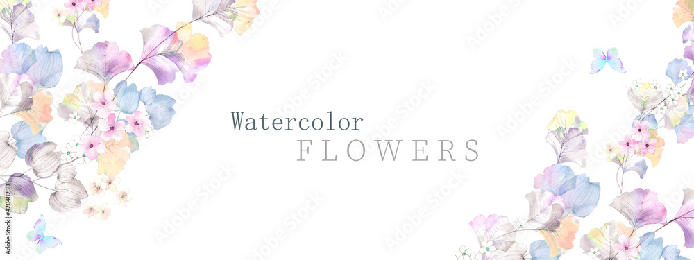 Watercolor flowers illustration - obrazy, fototapety, plakaty 