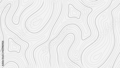 Seamless vector topographic map background. Line topography map seamless pattern. Mountain hiking trail over terrain. Contour background geographic grid.