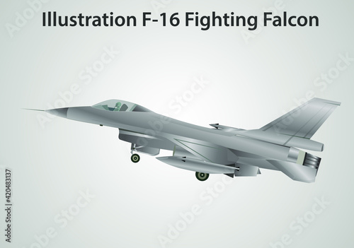 illustration real f 16 fighting falcon silver colour.