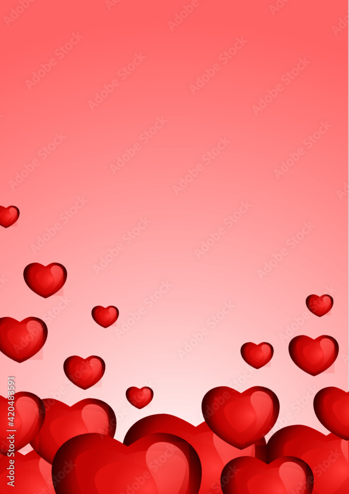 Valentine Background With Simple Red Heart A4 Vector Illustration for Holiday Design