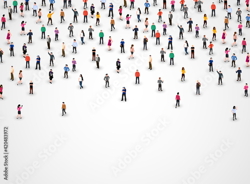 Large group of people on white background. People crowd concept.