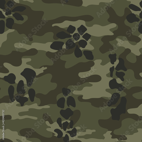Khaki camouflage vector background, stylish design. Fashion pattern