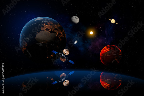 Fototapeta Naklejka Na Ścianę i Meble -  earth at the night. my world. elements of this image furnished by NASA. 3D illustration