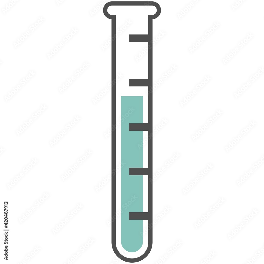Test tube icon, chemical glass tool illustration