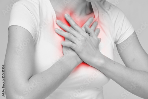 Tablou pe pânză Concept of a person having difficulty breathing chest pressure