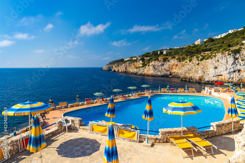 Quadro su tela swimming pool near sea in Zinzulusa, Castro, Province Lecce, Italy