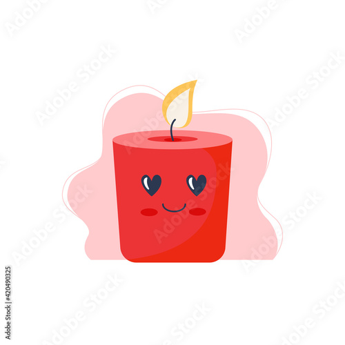 Cute candle. Flat vector illustration.