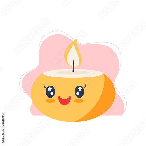 Cute candle. Flat vector illustration.