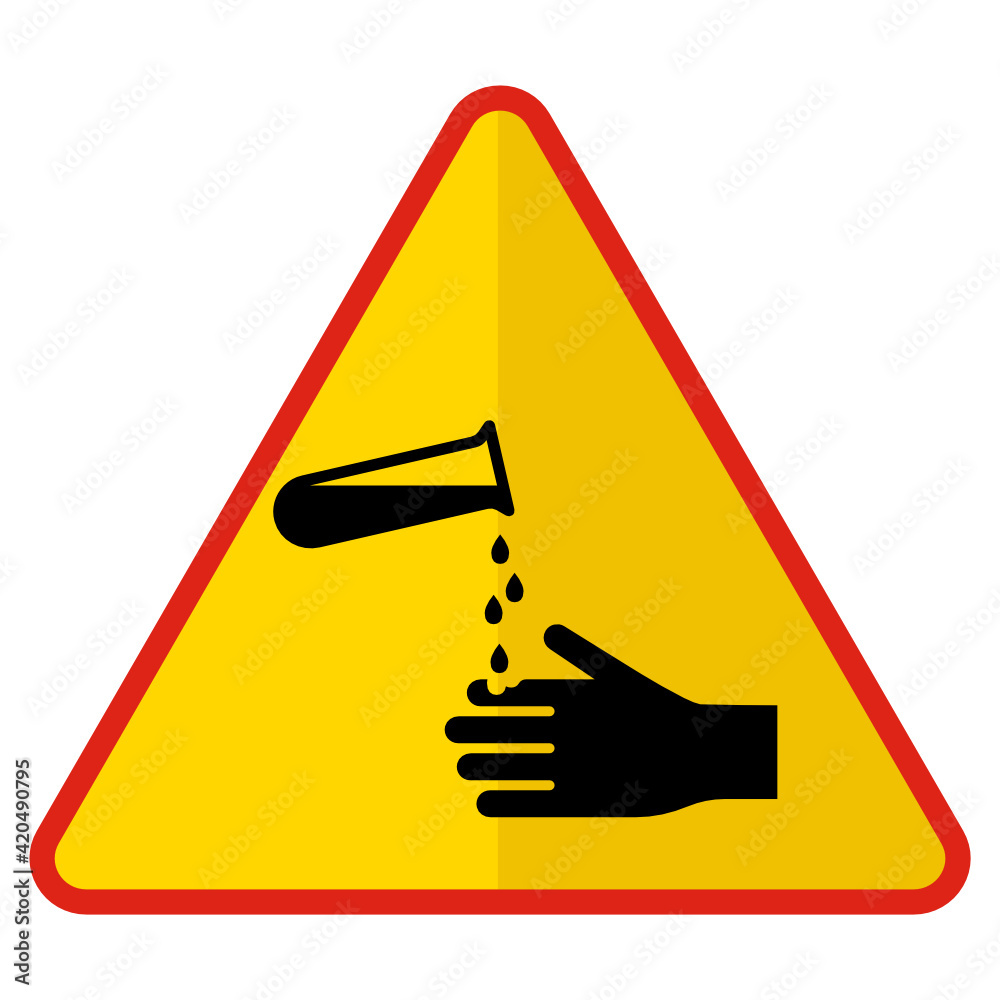 Avoid to touch with Naked Hands Concept, Corrosive Vector Icon Design, Yellow triangle warning signs, regulatory and guide symbol on white background, Modern industrial signal stock illustration Avoid to touch with Naked Hands Concept, Corrosive Vector Icon Design, Yellow triangle warning signs, regulatory and guide symbol on white background, Modern industrial signal stock illustration