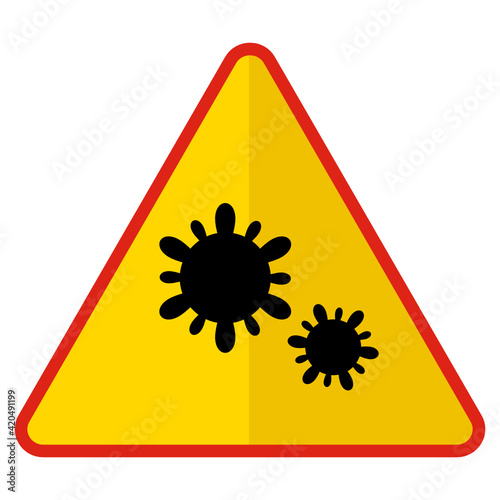 Coronavirus pandemic outbreak Concept Vector Icon Design, Yellow triangle warning signs, regulatory and guide symbol on white background, Modern traffic signal stock illustration