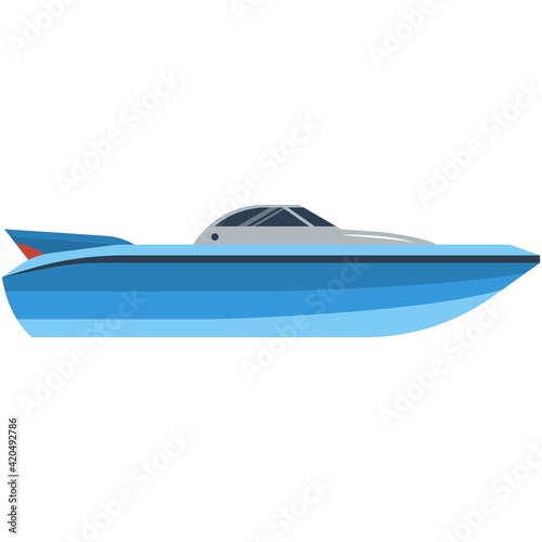 Boat vector, speedboat or motorboat icon isolated on white