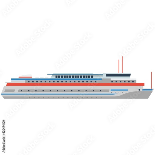 Cruise liner ship vector ocean boat illustration for sea travel