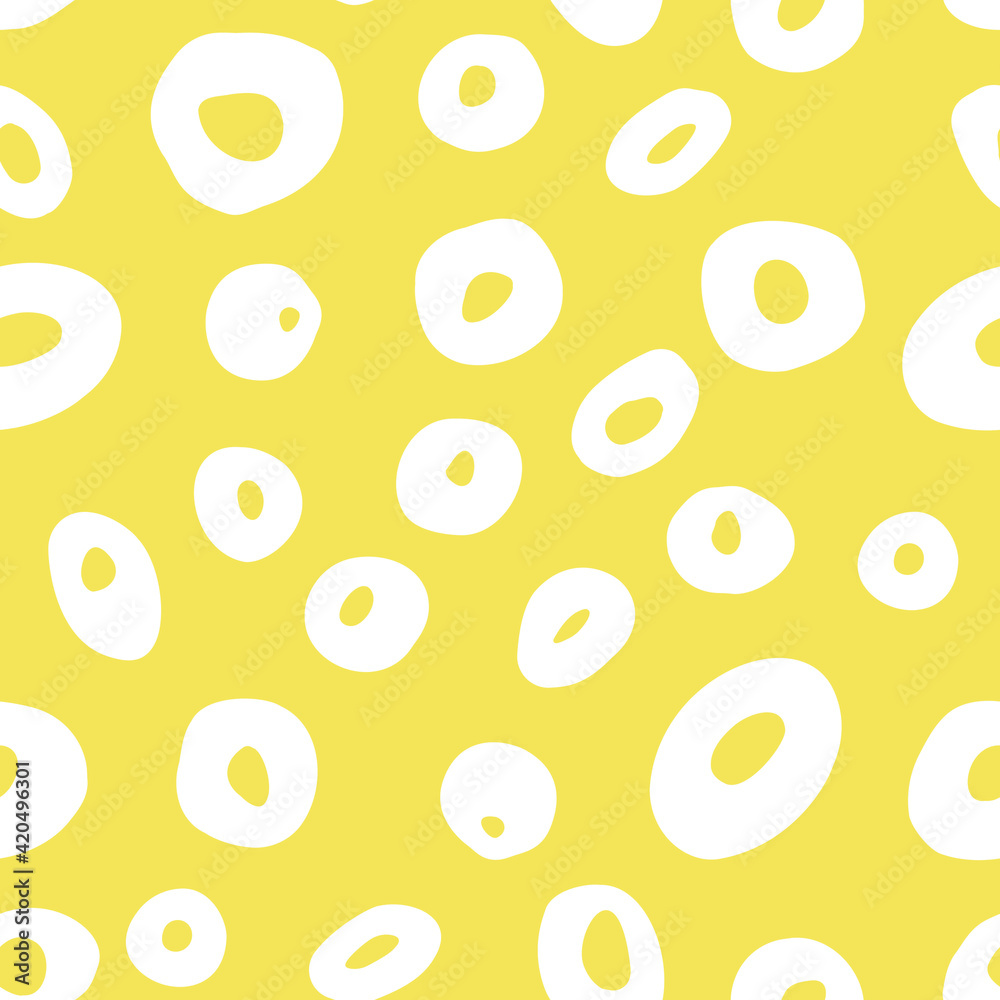 Abstract seamless pattern with white ovals on yellow background. Vector illustration Abstract seamless pattern with white ovals on yellow background. Vector illustration