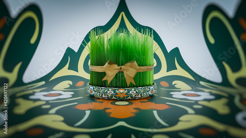21 March - Nowruz Holliday background - 3D rendering photo