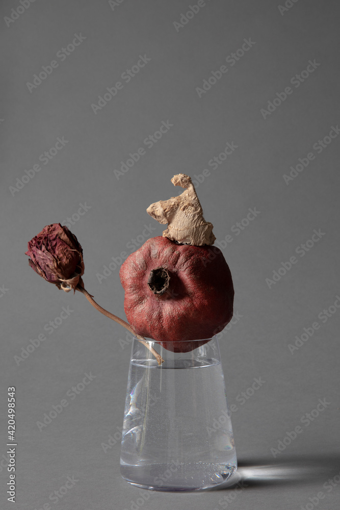 Pomegranate with rose
