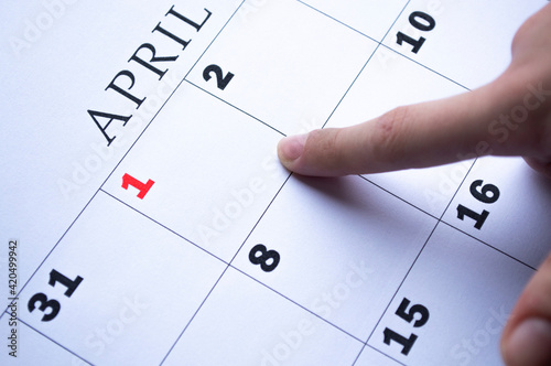 The date of April 1 is circled on the calendar. April Fool's Day