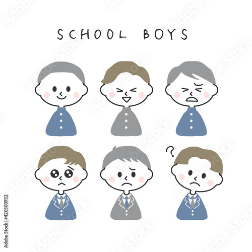 いろいろな表情の男子中高生