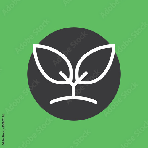 Plant and leaves icon. Leaf symbol of ecology, enviroment and nature. Vegetarian and vegan pictogram design.