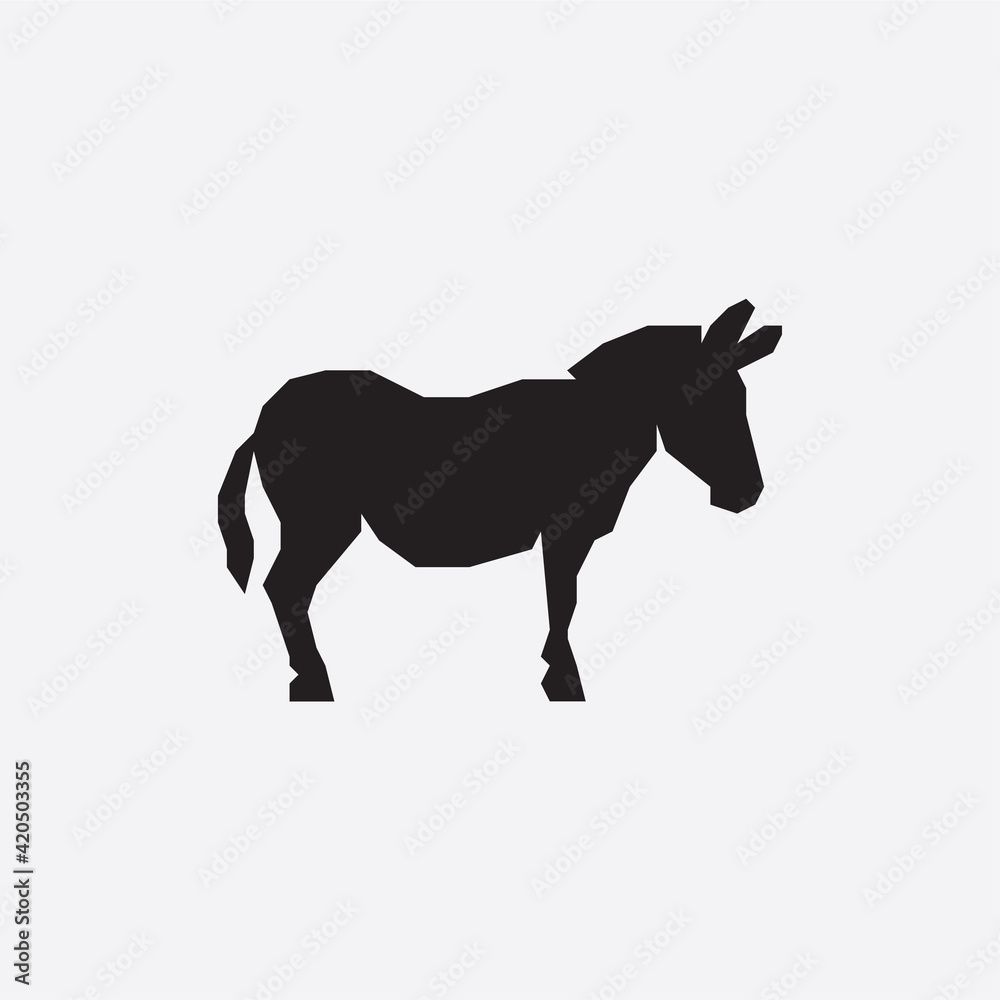 Donkey silhouette icon. Donkey logo.
Donkey silhouette icon. Donkey logo.