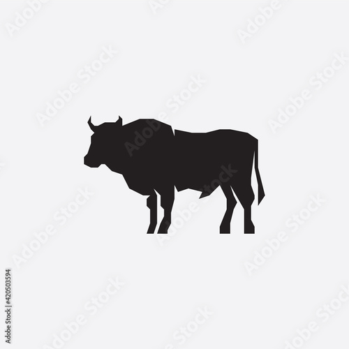 Bull silhouette icon. Ox logo. 