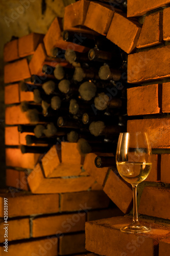 Wine cellar with archival wine  Znojmo region  Southern Moravia  Czech Republic