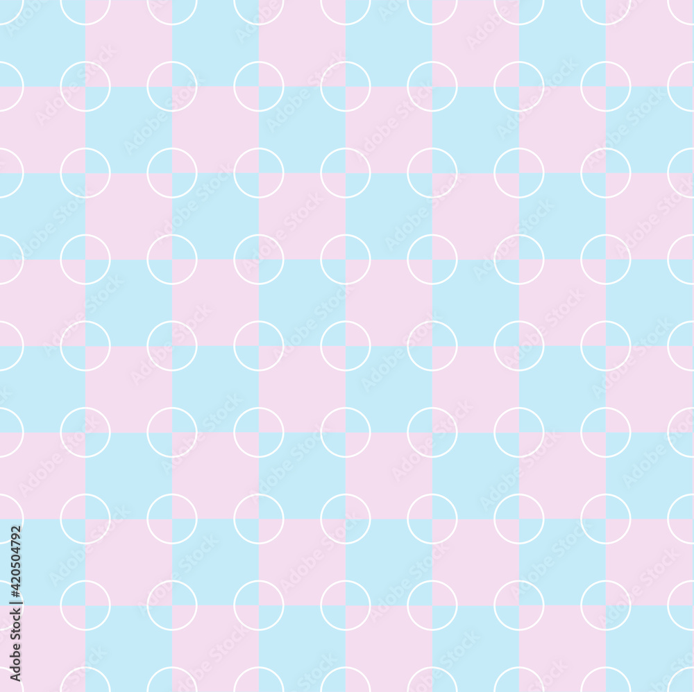 White circle on blue pink seamless pattern art design stock vector illustration for web, for print White circle on blue pink seamless pattern art design stock vector illustration for web, for print
