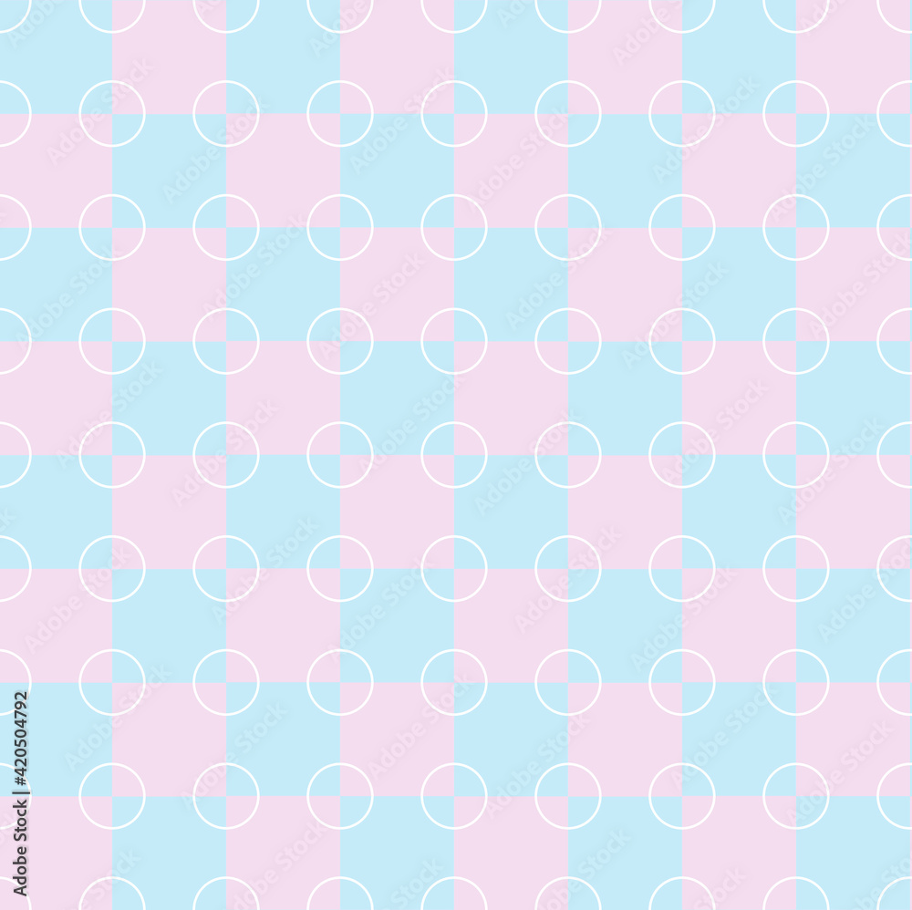 White circle on blue pink seamless pattern art design stock vector illustration for web, for print