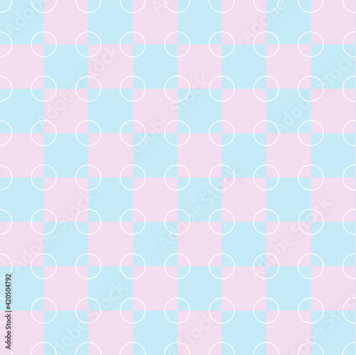 White circle on blue pink seamless pattern art design stock vector illustration for web, for print
